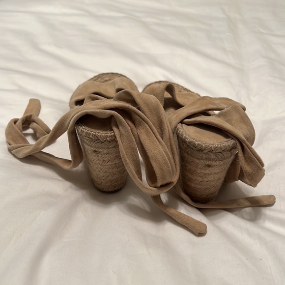 Tan Tie Up Wedges - Picture 3 of 5